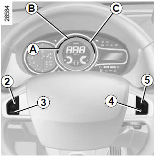 Renault Megane. Aufrufen der Regelgeschwindigkeit