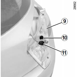 Renault Megane. Nebelleuchten/Standlicht und Rückfahrscheinwerfer