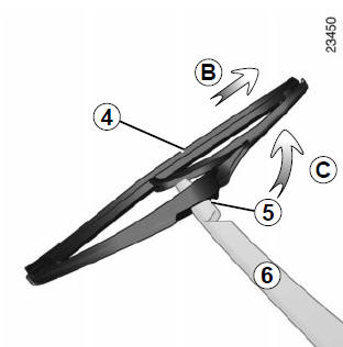 Renault Megane. Wischerblatt des Heckscheibenwischers 