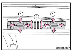 Toyota Corolla. Einstellen der Position sowie Öffnen und Schließen der Luftauslässe