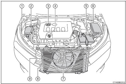 Toyota Corolla. Motorraum