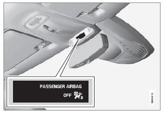 Volvo V40. Beifahrerairbag - Aktivierung/Deaktivierung