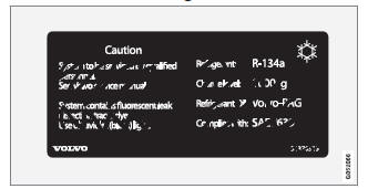 Volvo V40. Aufkleber Klimaanlage