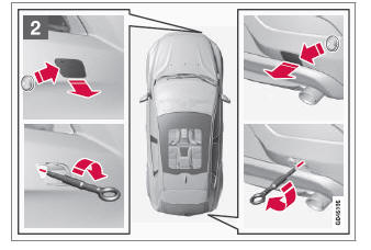 Volvo V40. Befestigung der Abschleppöse