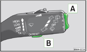 Abb. 6 Scheibenwischerhebel: Bedienungselemente für das Informationsdisplay