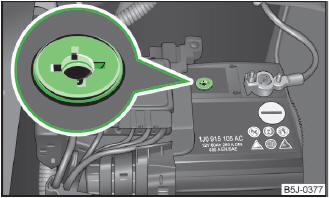 Abb. 104 Fahrzeugbatterie: Säurestandsanzeige