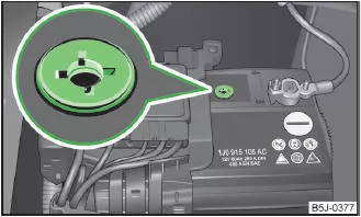 Abb. 104 Fahrzeugbatterie: Säurestandsanzeige
