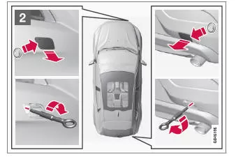 Volvo V40. Befestigung der Abschleppöse
