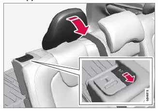 Volvo V40. Äußere Kopfstütze Fond manuell umklappen