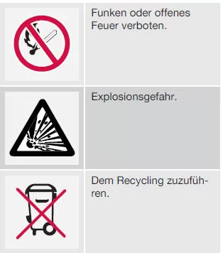 Volvo V40. Symbole auf Batterien